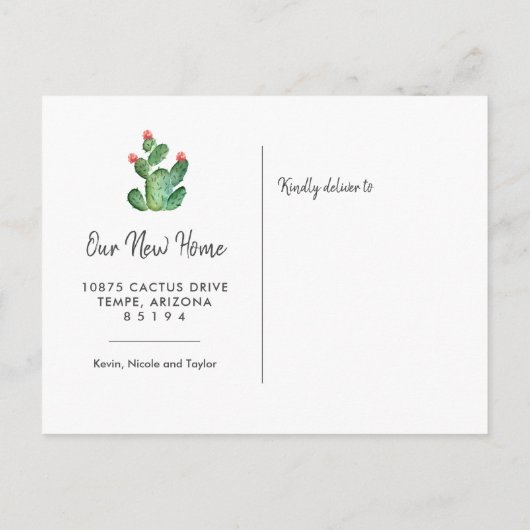 Kaktus, die wir bewegt bewegende Ankündigung Postk (Rückseite)