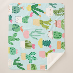 Kaktus Diversity, Vintager nahtloser Hintergrund. Sherpadecke