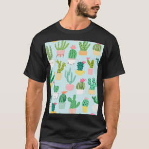 Kaktus Diversity, Vintager nahtloser Hintergrund. T-Shirt