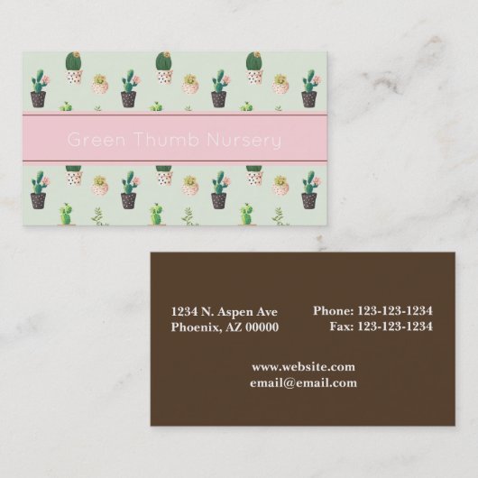 Kaktus-Druck-Visitenkarte Visitenkarte (Vorne/Hinten)