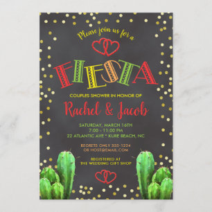 Kaktus-Fiesta-Paar-Dusche Brights auf Tafel Einladung