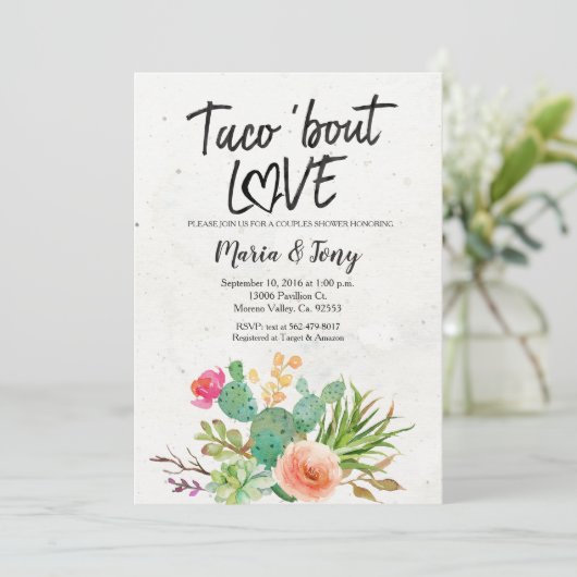 Kaktus-Fiesta-Paar-Duschen-Einladung Einladung (Stehend Vorderseite)