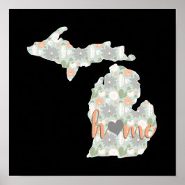 Kaktus gefüllt Michigan Silhouette mit Zuhause Poster