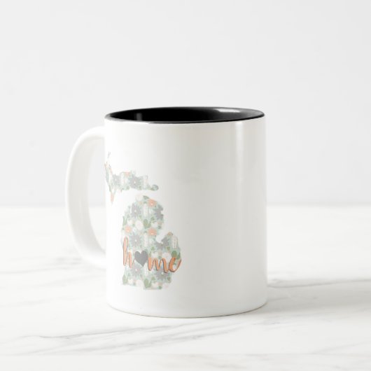 Kaktus gefüllt Michigan Silhouette mit Zuhause Zweifarbige Tasse (Vorderseite Links)