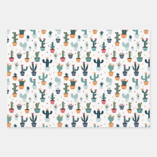 Kaktus Geschenkpapier Set (Vorderseite)