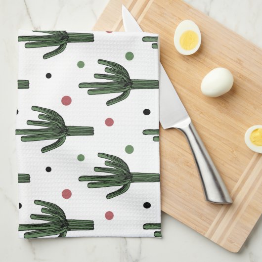 Kaktus Geschirrtuch (Viertel Falte)