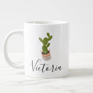 Kaktus Handgezeichneter Regenbogen-Topf-Name Jumbo-Tasse