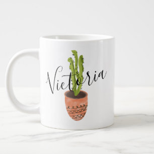 Kaktus handgezeichneter Schriftzug Riesige Kaffeet Jumbo-Tasse