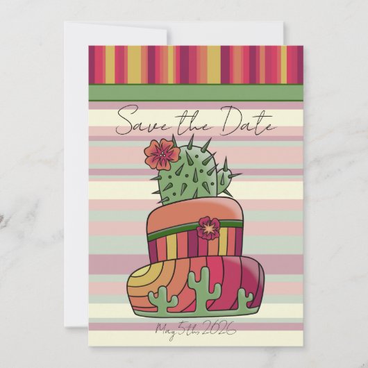Kaktus-Hochzeitstorte "Save the Date" Einladung (Vorderseite)