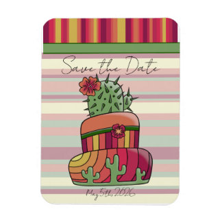 Kaktus-Hochzeitstorte "Save the Date" Magnet