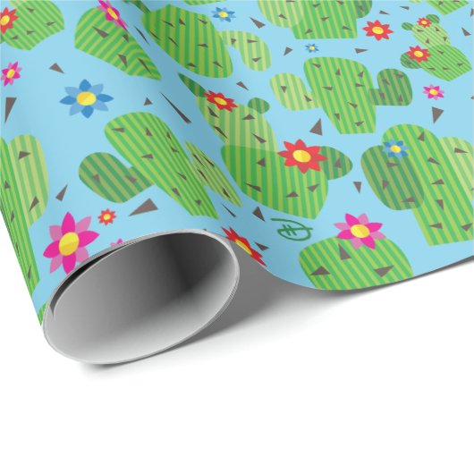 Kaktus ich Außenseiten-(blau) - Packpapier (Rolleneckpunkt)