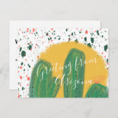 Kaktus-Illustration mit Sunset Postkarte (Vorne/Hinten)