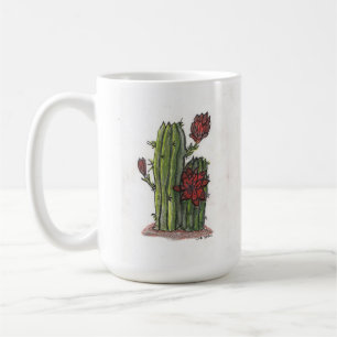 Kaktus im Blut mit roten Blume 1 Kaffeemaschine Ta Kaffeetasse