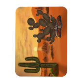 Kaktus in der Wüste, warme Herbstfarben. Magnet (Vertikal)