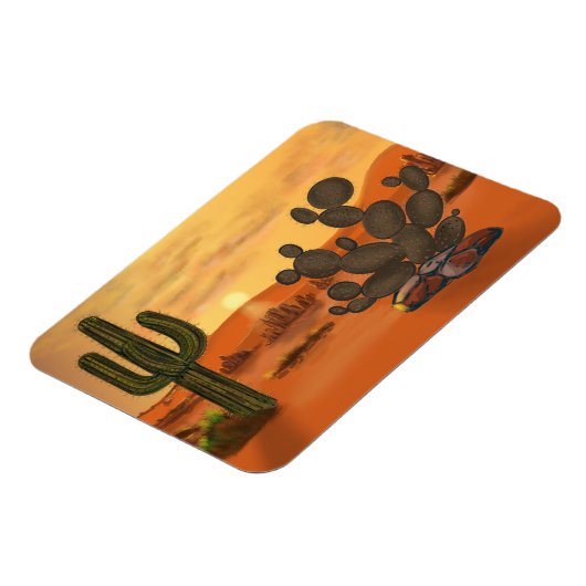 Kaktus in der Wüste, warme Herbstfarben. Magnet (Linke Seite)