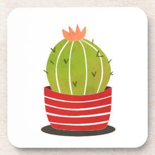 Kaktus in einem Pot-Minimal-Kunstposter Getränkeuntersetzer
