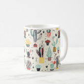 Kaktus in einem Topf mit Succulent und Dreiecken Kaffeetasse (VorderseiteRechts)