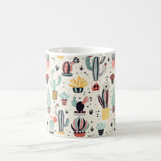 Kaktus in einem Topf mit Succulent und Dreiecken Kaffeetasse (Mittel)