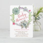 Kaktus Kakteen Wreath Baby Shower Einladung (Stehend Vorderseite)
