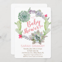 Kaktus Kakteen Wreath Baby Shower Einladung
