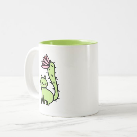 Kaktus-Katzen-Pflanzen-Tasse Zweifarbige Tasse (Vorderseite Links)