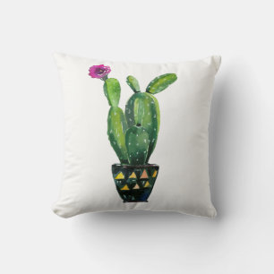 Kaktus Lila Floral Aquarell Südwestlicher Boho Kissen