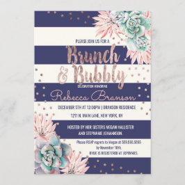 Kaktus-Marine Stripes Rosen-GoldBrunch und Einladung
