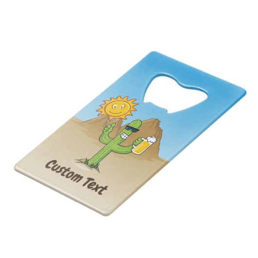 Kaktus mit Bier Geldbeutel Flaschenöffner (Vorderseite Schrägansicht)