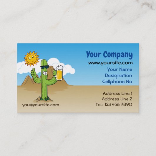 Kaktus mit Bier Visitenkarte (Vorderseite)