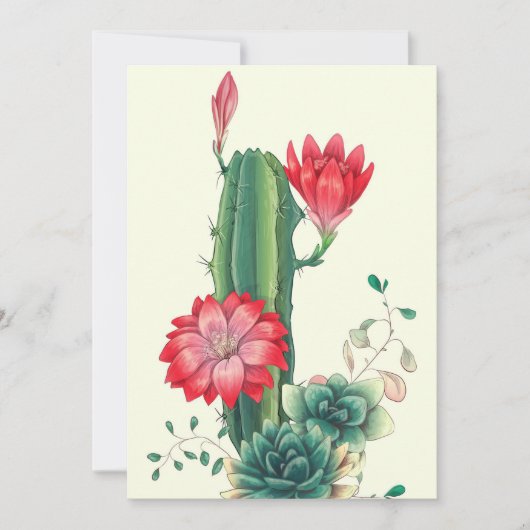Kaktus mit Blumen Save The Date (Vorderseite)
