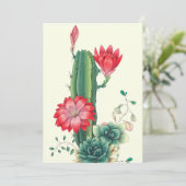 Kaktus mit Blumen Save The Date (Stehend Vorderseite)