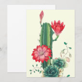 Kaktus mit Blumen Save The Date (Vorne/Hinten)