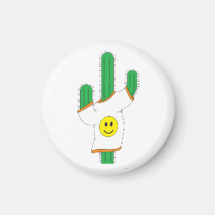 Kaktus mit einem Happy-Face-Shirt Magnet