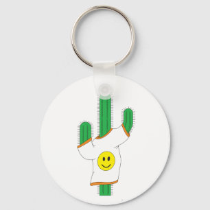 Kaktus mit einem Happy-Face-Shirt-Schlüsselanhänge Schlüsselanhänger