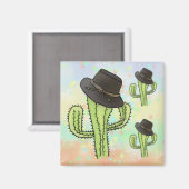 Kaktus mit Hut Magnet (Vorderseite/Rückseite)