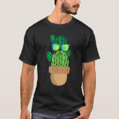 Kaktus mit Sonnenbrille Cacti Sukkulent Topf T-Shirt (Vorderseite)