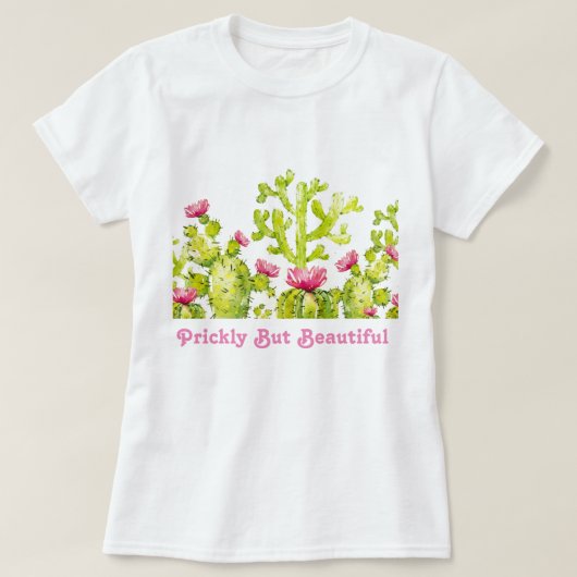 Kaktus mit Wüstenrinne, Pink, Rose T-Shirt (Design vorne)