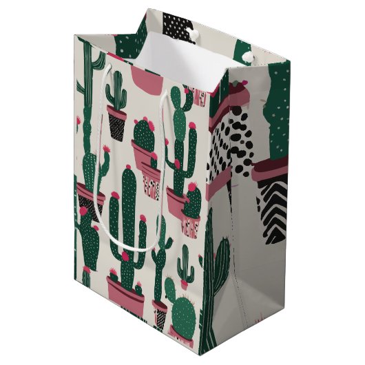 Kaktus Mittlere Geschenktüte (Vorderseite Schrägansicht)