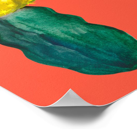 Kaktus, Mondkaktus, Gelborange Poster (Ecke)