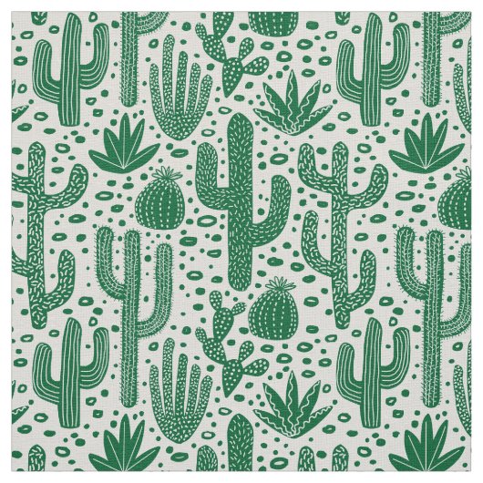Kaktus-Muster - Forest Green und Weiß Stoff (Muster)