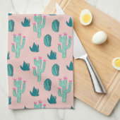 Kaktus-Muster-Rosa und Grün Geschirrtuch (Viertel Falte)