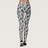 Kaktus-Muster - Schwarzweiss Leggings (Rückseite)