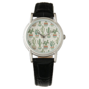 Kaktus-Muster SüdwestGeo-Schritt- Armbanduhr
