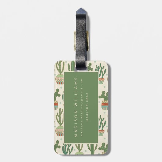 Kaktus-Muster SüdwestGeo-Schritt-| Gepäckanhänger (Rückseite vertikal)