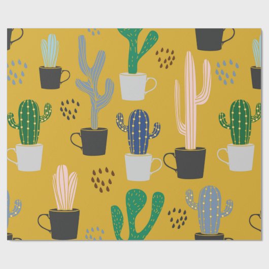 Kaktus nahtlos Muster Hintergrund. Handgezogener K Geschenkpapier (Flach)