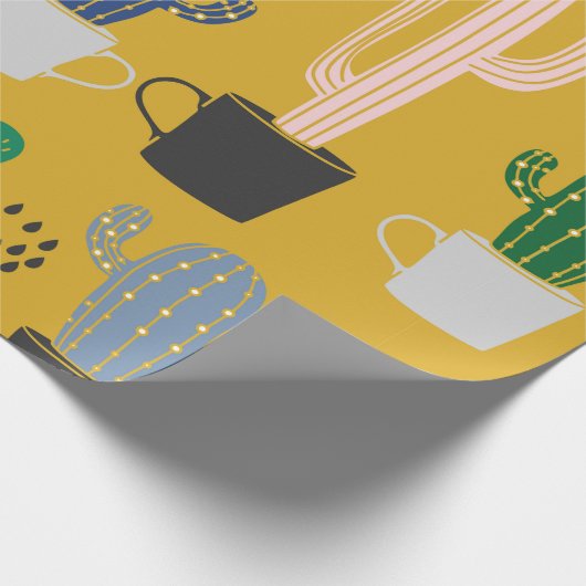 Kaktus nahtlos Muster Hintergrund. Handgezogener K Geschenkpapier (Ecke)