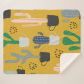 Kaktus nahtlos Muster Hintergrund. Handgezogener K Sherpadecke (Vorderseite (Horizontal))