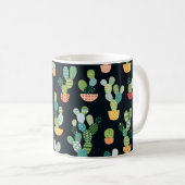 Kaktus nahtloses Muster im Patchwork-Stil mit Pl Kaffeetasse (VorderseiteRechts)
