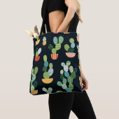 Kaktus nahtloses Muster im Patchwork-Stil mit Pl Tasche (Von Nahem)