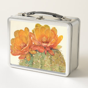 Kaktus-Orangen-Blüten Metall Lunch Box